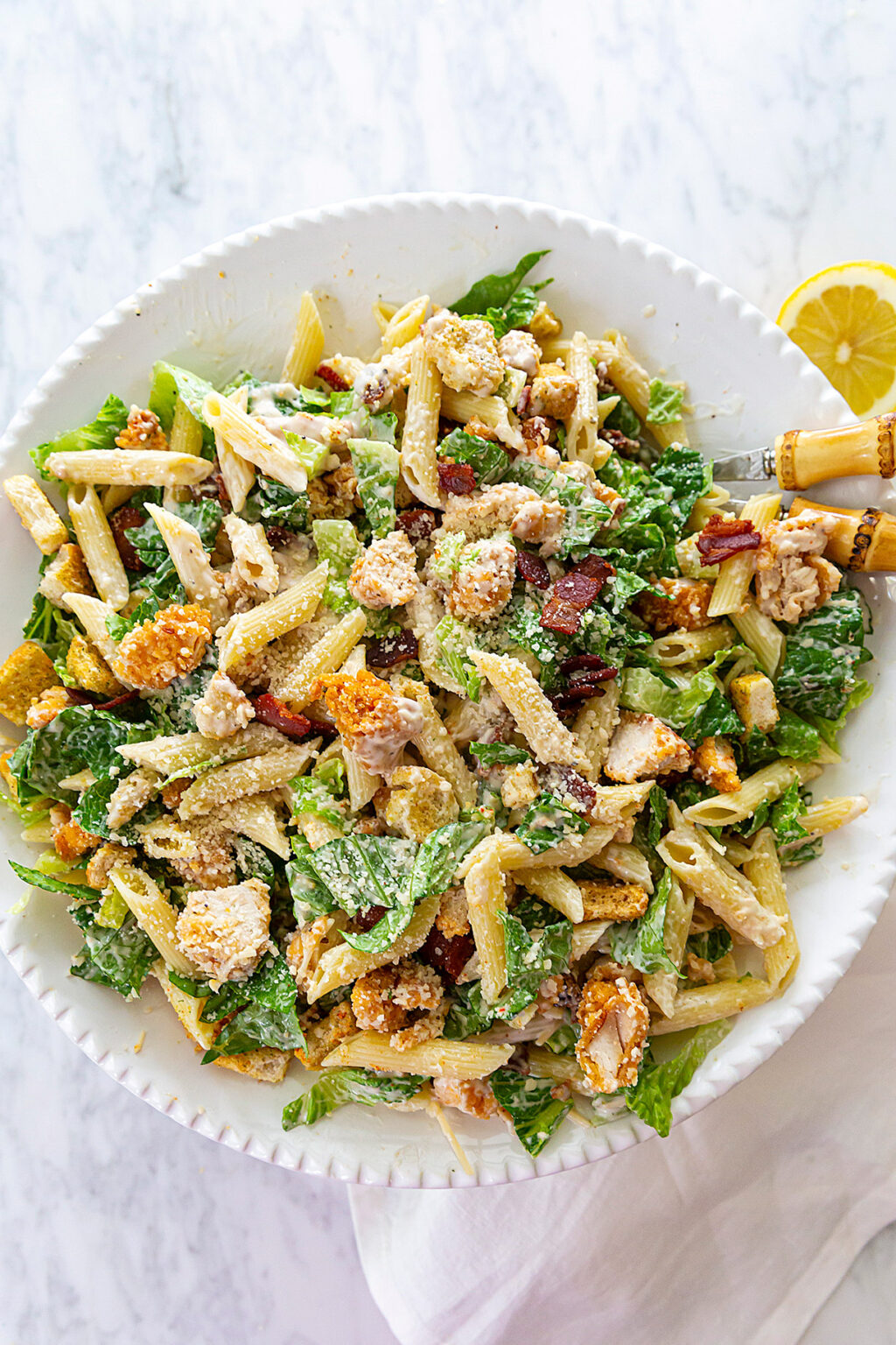 Crispy Chicken Caesar Pasta Salad - Easy Salads