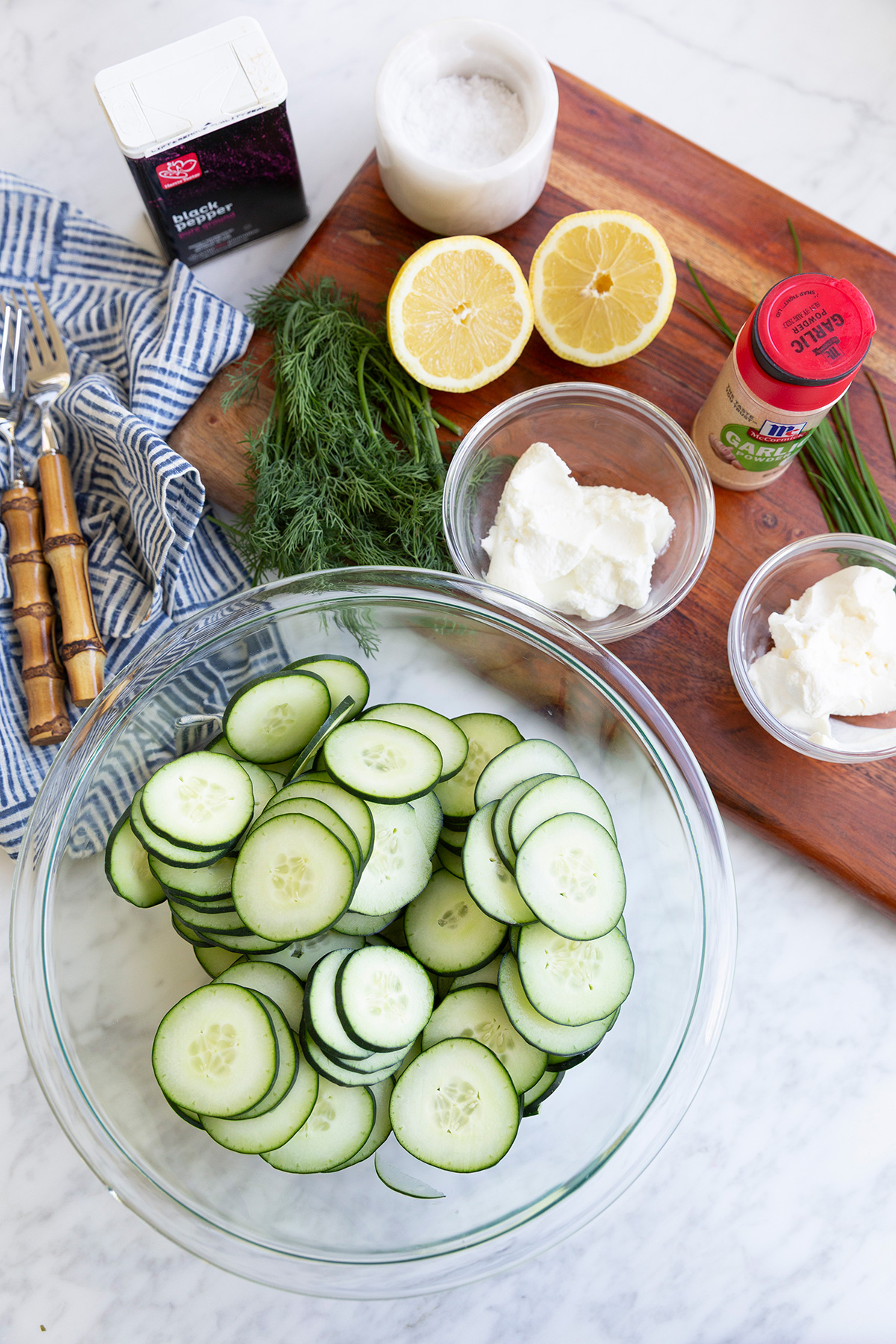 Ingredients for Creamy Cucumber Salad