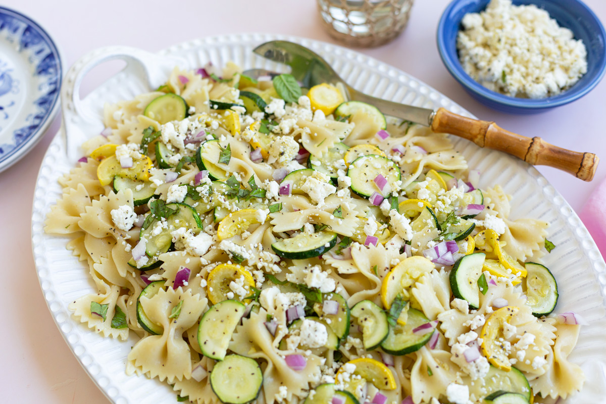 zucchini and summer squash pasta salad